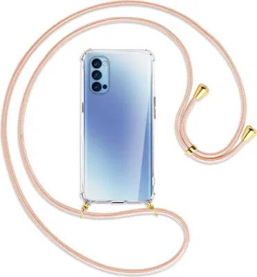 Produktbild von Handykette Backcover-Schutzhülle mit Band (Metall goldfarben) für Oppo Reno5 4G/5G - rose peach