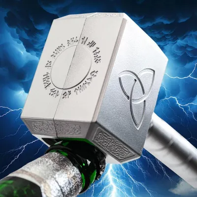 Produktbild von getDigital Mjölnir Flaschenöffner, Kapselheber mit Magnet, 165x70x47mm, Kunststoff und Metall