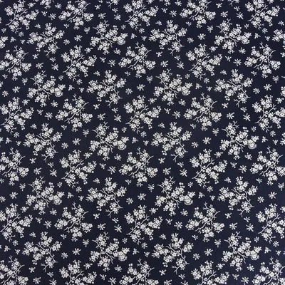 Produktbild von Baumwollstoff Meterware Trachtenstoff Blumen dunkelblau weiß 1,4m