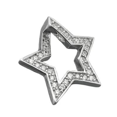Produktbild von Anhänger 20mm Stern mit Zirkonias rhodiniert Silber 925 silber 20x20mm
