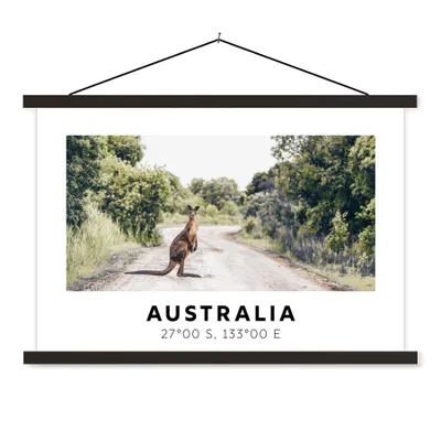 Produktbild von MuchoWow® Textilposter Känguru - Australien - Tiere 90x60 cm mit schwarzem Rahmen - Aufhängungssatz