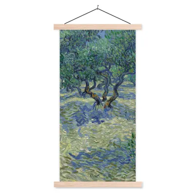 Produktbild von MuchoWow® Textilposter Der Olivenhain - Vincent van Gogh 40x80 cm mit holzfarbenen Rahmen - Wohnzimmer