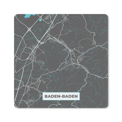 Produktbild von MuchoWow® Mauspad Mousepad Baden Baden - Stadtplan - Blau - Karte - Deutschland 20x20 cm - Mousepads - Maus Mat - Pad - Mausunterlage - Desk Mat - Bureauartikeln