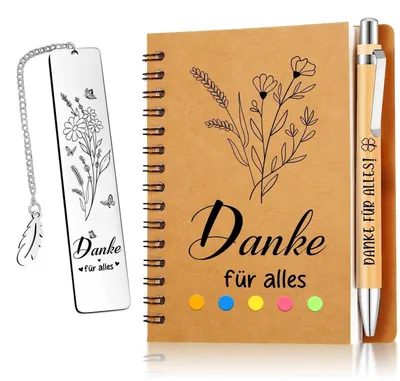 Obrázek produktu pro Sada třívložkových zápisníků "Dankeschön" s tužkou a záložkou