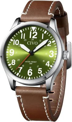 Produktbild von Herrenuhr, wasserdicht, analog, Quarz, große Ziffern, Leuchtzeiger, Militär-, Sport- und Outdoor-Stil, gut ablesbar, Geschenk
