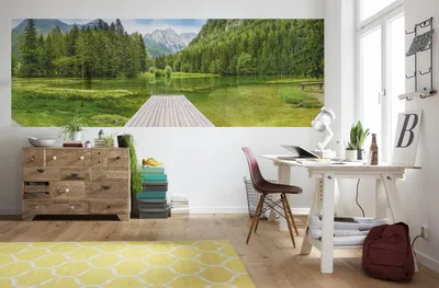 Produktbild von Komar Fototapete "Green Lake", bunt, 368 x 127 cm; 4-538