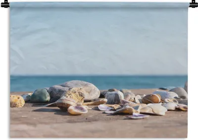 Produktbild von MuchoWow® Wandteppich Wandbehang Muscheln - Strand - Meer - Sommer - Sonne 60x45 cm Tapisserie Dekoration Wandtuch - Das Schlafzimmer