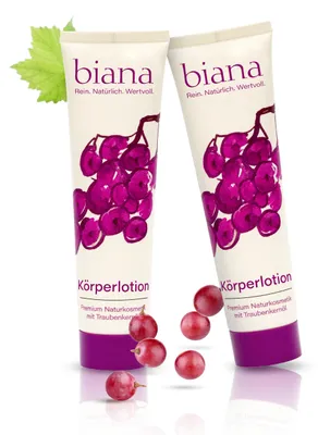 Produktbild von biana Körperlotion – Premium Naturkosmetik mit Traubenkernöl 2x100 ml