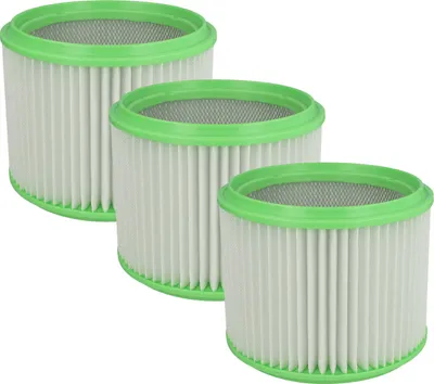 Produktbild von vhbw 3x Faltenfilter kompatibel mit Makita 83203 BJA, VC3011L, VC2512L, 448 83203BJA, VC2012L, P-70219, VC2010L Staubsauger - Patronenfilter Grün Weiß