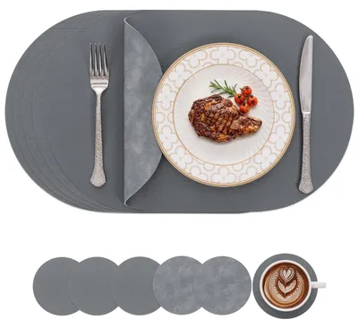 Image de Omgoods - Sets de dessous de verre antidérapants - 6 pièces - Gris