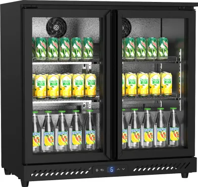 Produktbild von Kühlvitrine GZ 210G, 210 l, freistehend, zweitürig, belüftete Kühlung, LED-Beleuchtung