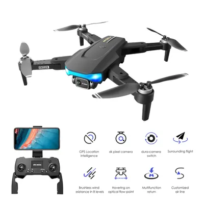 Image de Drone AIORBER 6K HD, avec caméra, positionnement GPS, retour intelligent, technologie anti-vent, conception pliable, stabilisation EIS, noir