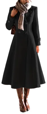 Produktbild von IDEALSANXUN Langer Damen-Trenchcoat aus Wolle, für Herbst und Winter, zweireihig