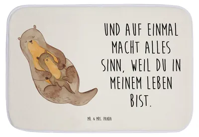 Produktbild von Mr. & Mrs. Panda Badvorleger Otter Kind - Weiß - Geschenk, Mutter, Badematte, Badezimmer Matte, Geburt, Mama, Badezimmerteppich, Familie, Badteppich, Baby, Duschvorleger