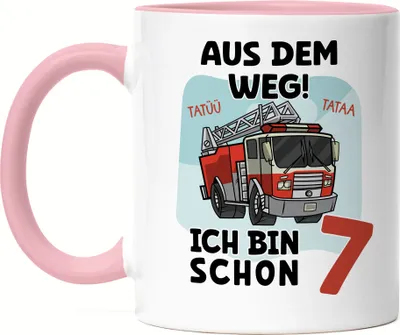 Produktbild von Aus Dem Weg Ich Bin Schon 7 Tasse Rosa Happy Birthday 7. Geburtstag Alles Gute Jahre Feuerwehrmann Party Feier