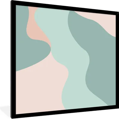 Produktbild von MuchoWow® Gerahmtes Poster Sommer - Formen - Pastell 40x40 cm - Poster mit Schwarzem Bilderrahmen Wandposter Rahmen Foto Bilder - Mit Rahmen - Wanddekoration Schlafzimmer