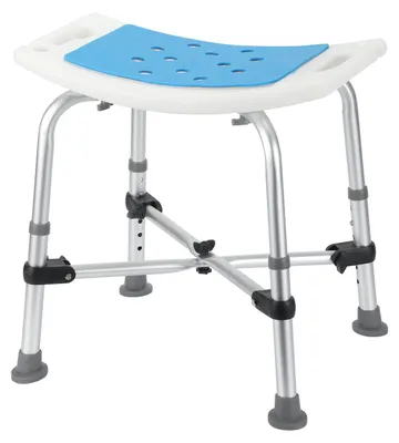 Obrázek produktu pro Sprchová židle hliníková stolička do sprchy - Nastavitelná výška 38 až 54 cm - Bílá - Nosnost 180 kg