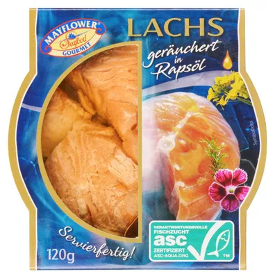 Produktbild von May Flower Lachsfilet in Rapsöl neutral saftig und frisch 75g