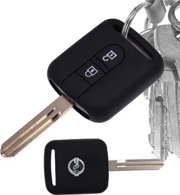 Produktbild von Auto Schlüssel Hülle Silikon Schutz Cover Schwarz kompatibel mit Nissan Note Almera II X-Trail Qashqai Tiida Primera 2 Tasten Funk Fernbedienung
