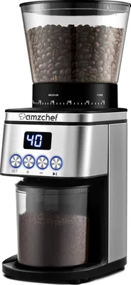 Produktbild von AMZCHEF Elektrische Kaffeemühle, Kegelmahlwerk mit 300g großen Trichter, 30 Einstellbare Mahlgrade, Antistatisch, 160W