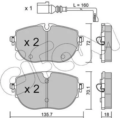 Produktbild von CIFAM Bremsbeläge Satz Vorne Bremsklötze für VW Multivan VI (SGF, SGM, SGN) 822-1321-0