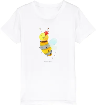 Produktbild von Mr. & Mrs. Panda Kleinkinder T-Shirt Biene Blume 12-14 Jahre (152/164) - Weiß - Geschenk, Jungen, Kinder-T-Shirt, Kindershirt, Teenager, Bio Kinder