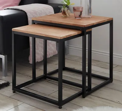 Obrázek produktu pro Satztisch >Samuele< in Asteiche geölt aus Metall - 50x48x40cm (BxHxT)