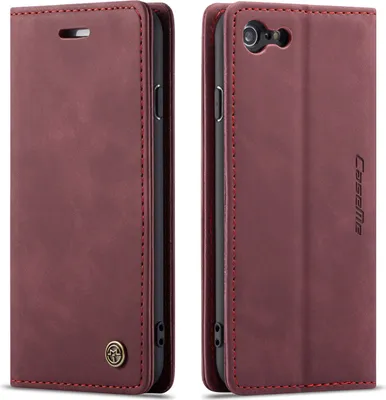 Image de coque pour iPhone 6s, Coque rétro en cuir PU, pochettes pour cartes, fermeture magnétique, coque avec fonction stand pour iPhone 6 / 6s rouge