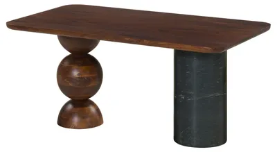 Produktbild von MASSIVMOEBEL24.DE Couchtisch Mango 100x60x45 dunkelbraun lackiert / Marmor schwarz FLORENZ #205