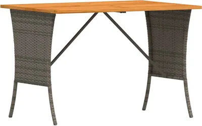 Produktbild von Gartentisch mit Akazienholzplatte Grau 105x75x72cm Poly Rattan