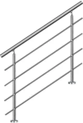 Obrázek produktu pro Bc-elec - AHM1004 Schodišťové zábradlí 100 cm, balkonové, balustrádové, nerezové zábradlí se 4 příčkami, plochá nebo šikmá montáž