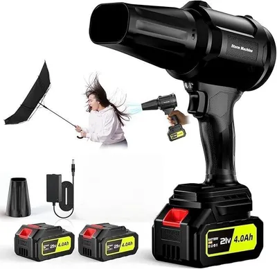 Produktbild von Kabelloser Laubbläser,600000 U/min,Hand-Laubbläser mit 2 Akku und Ladegerät,leichte Laubbläser für Terrassenreinigung,Rasenpflege,Blätter,Staub,dunkel