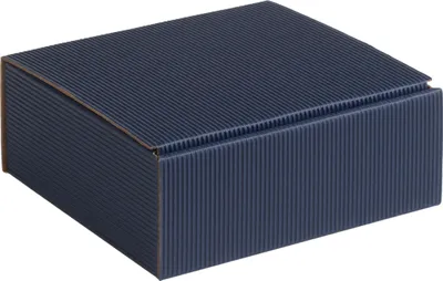 Image de Boîte cadeau en carton ondulé ouvert, carton strié BLEU FONCE, Format 15x14x5,5cm, 100 pcs.