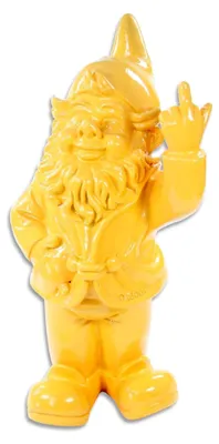 Produktbild von Figur – Gartenzwerg mit Finger – 20 cm – Gelb – humorvolles Geschenk