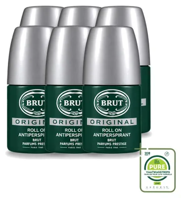 Imagen del producto de 6 unidades de desodorante roll-on Brut Original, 50 ml cada uno. Pack grande