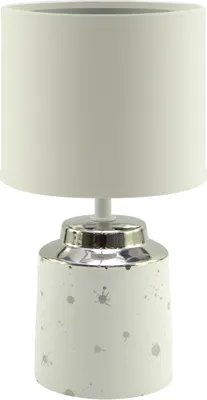 Produktbild von Nachttischlampe Keramik Stoff 29 cm hoch in Weiß Silber E14 rund Modern Keramikleuchte