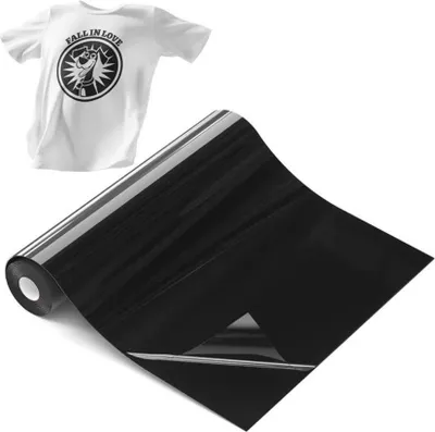 Produktbild von Hisiu HTV-9 Wärmeübertragungsvinyl schwarze Folie 12 inch x 10 ft hohe Flexibilität und Haltbarkeit