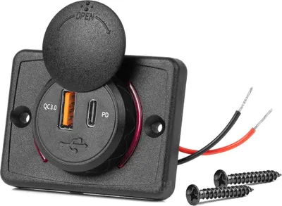 Produktbild von Wasserdichte Auto-USB-Ladegerät USB + USB-C QC3.0 12V 24V AMIO-04231