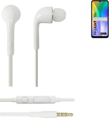 Produktbild von K-S-Trade Kopfhörer Headset kompatibel mit Huawei Y6p mit Mikrofon u Lautstärkeregler weiß 3,5mm Klinke Kabel Headphones Ohrstöpsel Ohrstecker