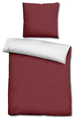 Produktbild von Sleezzz® Renforcé Wendebettwäsche dunkelrot/weiß 135 x 200 + 80 x 80 cm