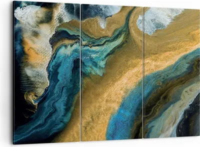 Produktbild von Bild auf Leinwand - Leinwandbild - 3 Teile - Abstraktion verschüttet Gold - 105x70cm - Wand Bild - Wanddeko - Wandbilder - Leinwanddruck - Bilder - Wanddekoration - Leinwand bilder - CE105x70-4431