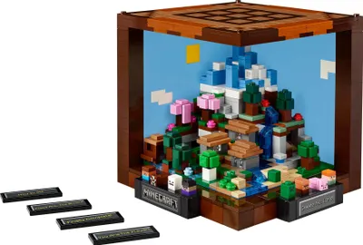 Produktbild von LEGO Minecraft Die Werkbank Bauset, Videospiel-Set mit 8 Figuren, darunter Steve, Alex, Kreaturen und Biomen, Modell zum 15-jährigen Jubiläum, Geschenk-Idee für Erwachsene, Männer & Frauen 21265