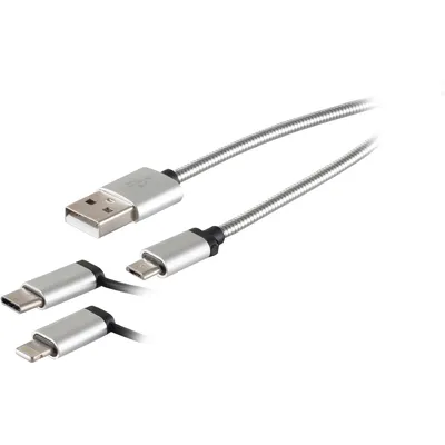 Produktbild von USB-A Ladekabel, 3in1, steel, silber, 1m