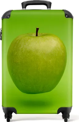 Produktbild von NoBoringSuitcases.com® Koffer Handgepäck Trolley Rollkoffer Kleine Reisekoffer mit 4 Rollen - Apfel - Grün - Obst - Cabin Size < 55x40x23 cm & 55x40x20 cm - Fotokoffer - Kabinenkoffer - BoardgepäckHandgepäck Koffer 55x35x20 cm, 36L,