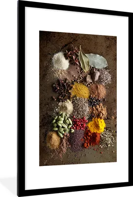 Produktbild von MuchoWow® MuchoWow® Gerahmtes Poster Gewürze zusammen gemischt 60x90 cm - Poster mit zchwarzem Bilderrahmen - Dekoration - Wandposter Wohnzimmer - Hochwertig