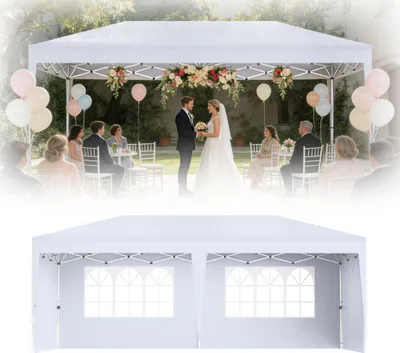 Produktbild von XINZI Faltpavillon 3x6 Gartenpavillon, Höhenverstellbar Stabil, UV-Schutz, Wasserdicht für Outdoor Garten Party Hochzeit, Weiß