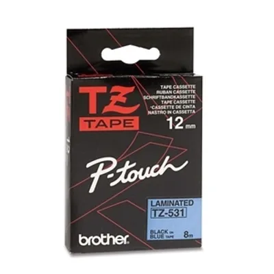 Produktbild von Brother Gloss Laminated Labelling Tape - 12mm, Black/Blue, TZ, China, 8 m, 172 mm, 108 mm, 335 mm