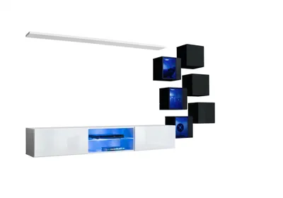 Produktbild von Garnitur Set Wohnwand 6x Wandschrank Wand Regale Sideboard Holzmöbel Neu