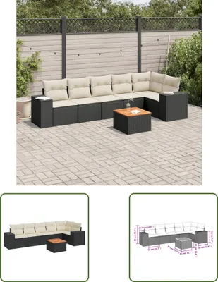 Produktbild von The Living Store 7-tlg. Garten-Sofagarnitur mit Kissen Schwarz Poly Rattan