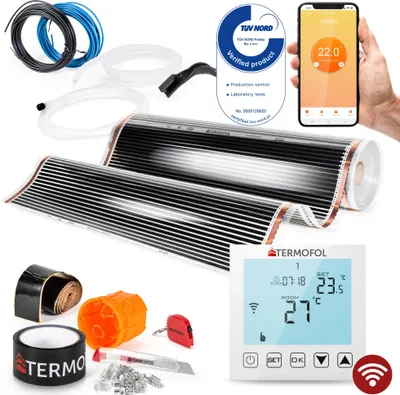 Produktbild von Termofol Elektrische Heizfolie mit Thermostat WiFi, Weiß, 80 W/m², 1m²